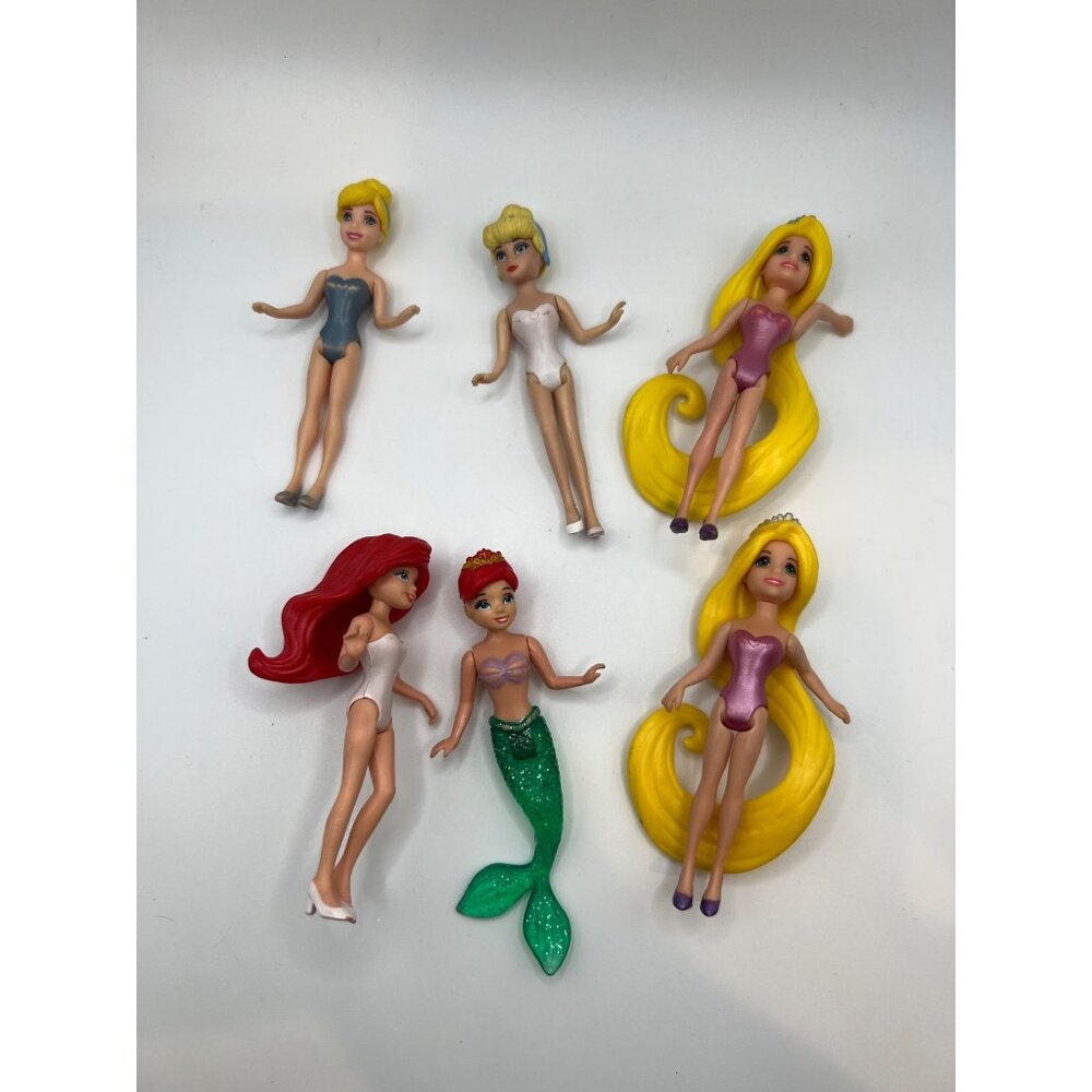 Mattel Polly Pocket Disney Princesses Lot‎ of 6 Dolls ONLY 3.5” Mini Dolls